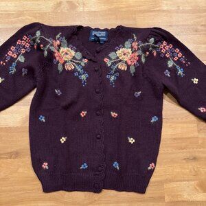 Vintage Herman Geist Petite Sweater – Embroidered Floral Design